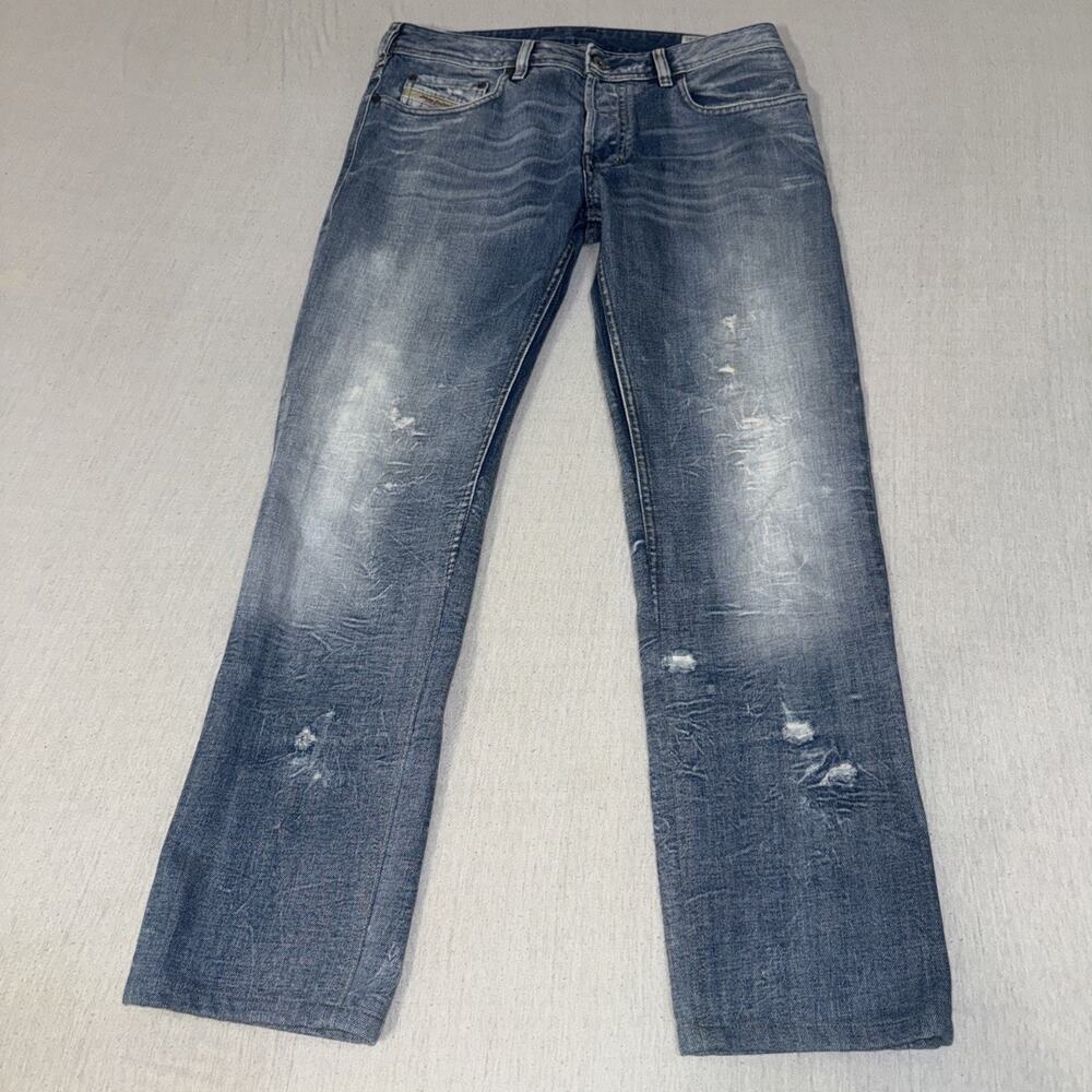 Diesel Jeans Mens 32x32 Blue Zathan Medium Wash Bootcut Button Fly 0071J (33x30)